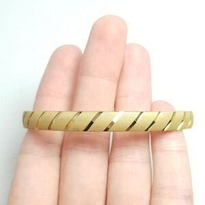 Vintage Monet Gold Tone Striped Bangle Bracelet, Stacking Signed Estate